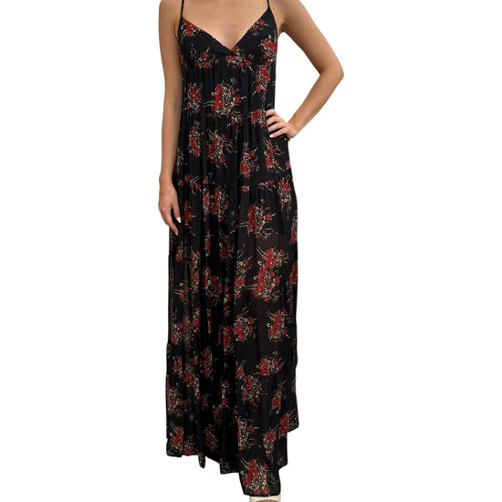 Abito lungo a balze Nero floreale 185209 02086 Aniye by 