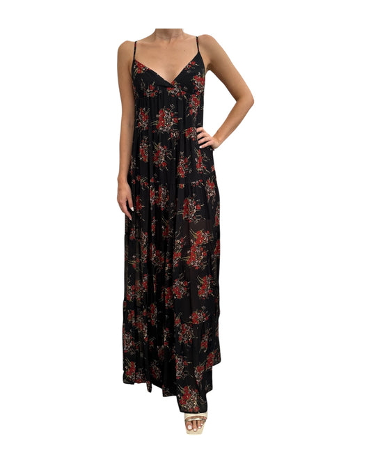 Abito lungo a balze Nero floreale 185209 02086 Aniye by 