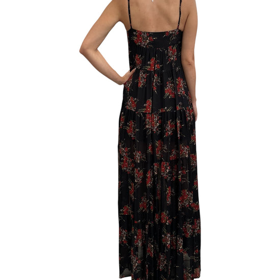 Abito lungo a balze Nero floreale 185209 02086 Aniye by 