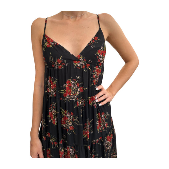 Abito lungo a balze Nero floreale 185209 02086 Aniye by 