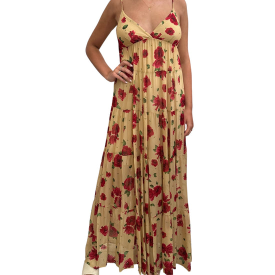 Abito lungo a balze Beige floreale 185209 02092 Aniye by 
