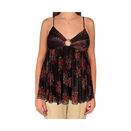 Top con fantasia floreale Nero 185319 02086 Aniye by 