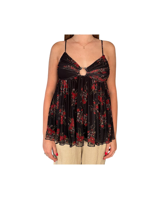 Top con fantasia floreale Nero 185319 02086 Aniye by 