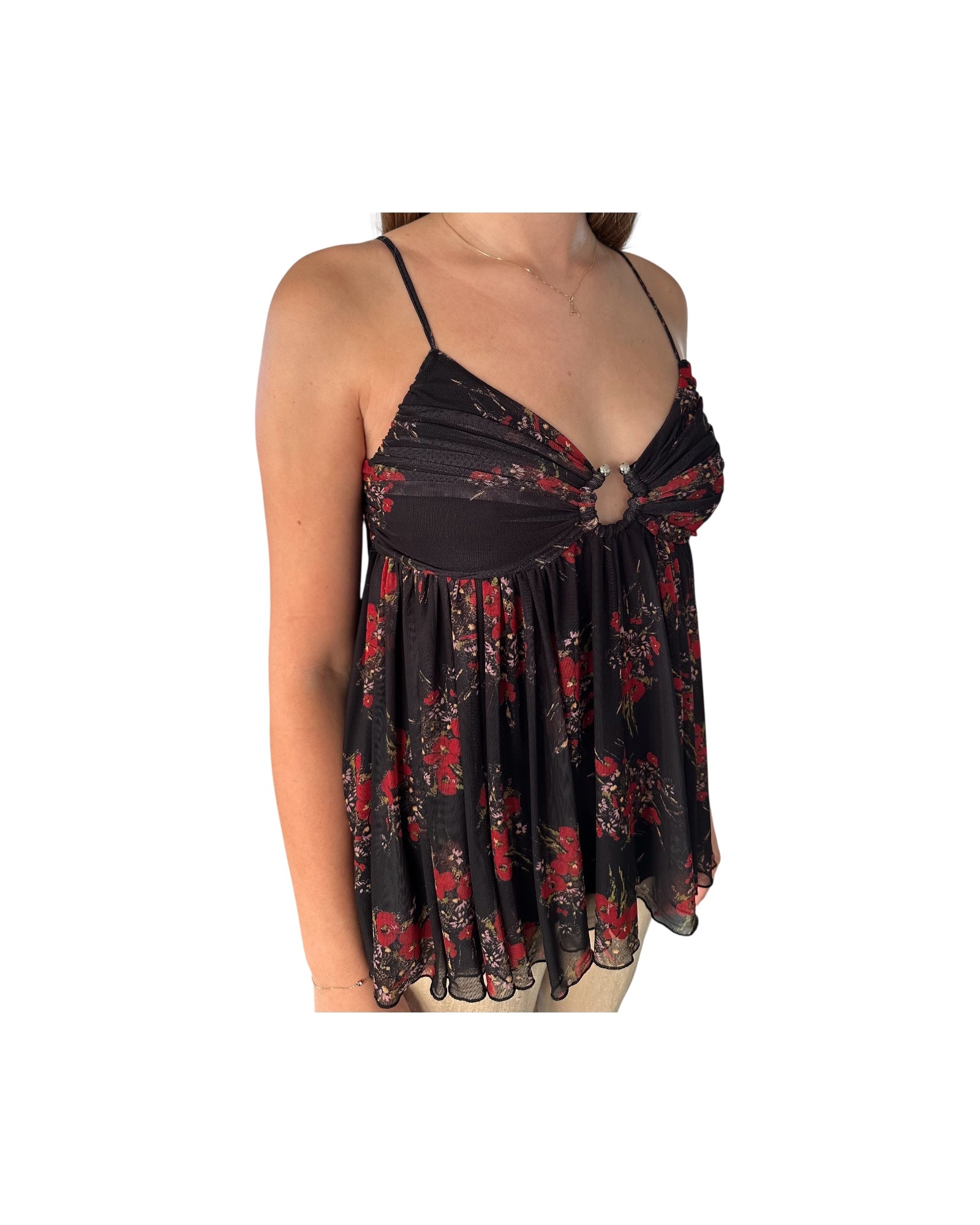 Top con fantasia floreale Nero 185319 02086 Aniye by 