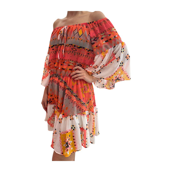 Vestito corto con volant Multicolor FK23-1613U UNICA F**K 