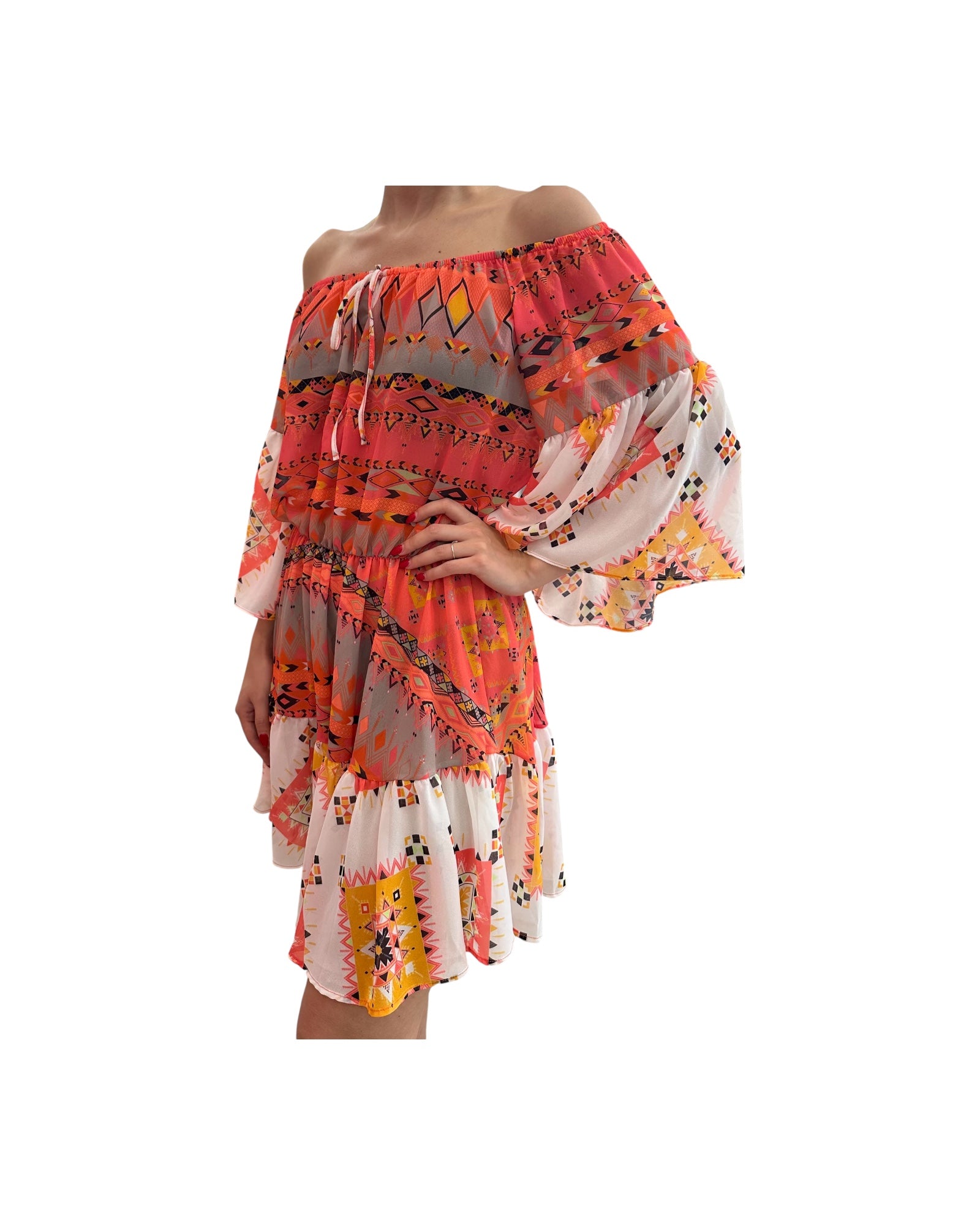 Vestito corto con volant Multicolor FK23-1613U UNICA F**K 