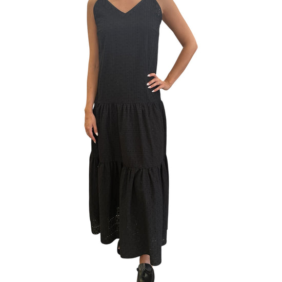Vestito Pizzo san gallo Nero D726 MARTINA 2 MISS BASTONCINO 