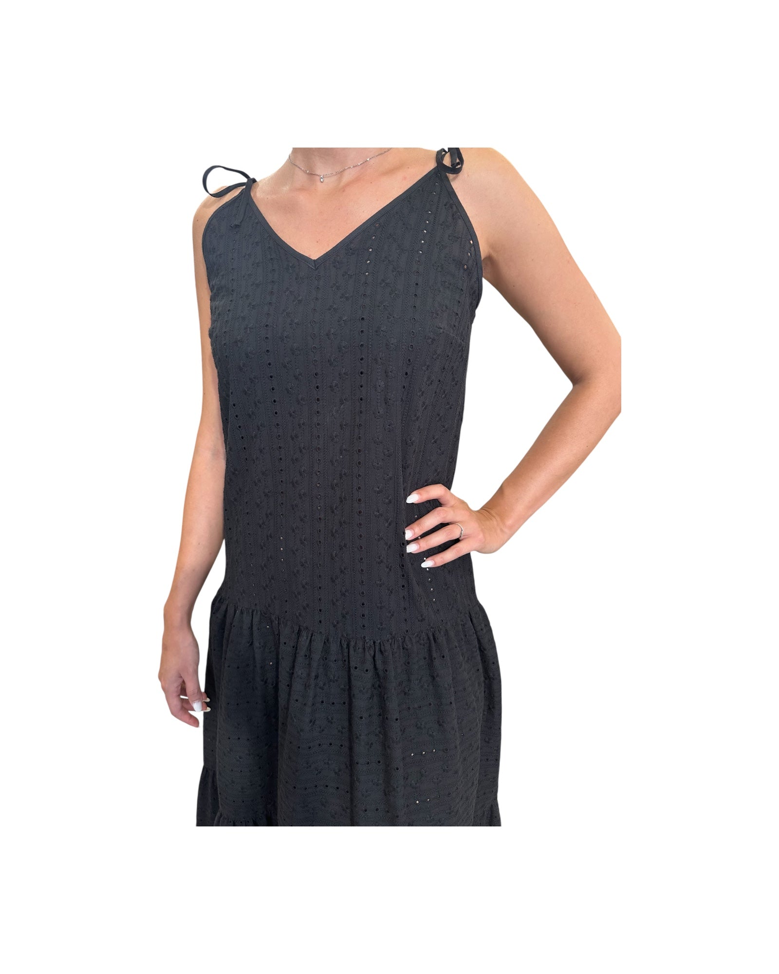 Vestito Pizzo san gallo Nero D726 MARTINA 2 MISS BASTONCINO 