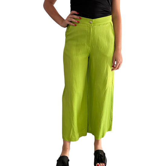 Pantalone a palazzo Lime PANTALONE LINO/VISCOSA LIME SUSAN DI 