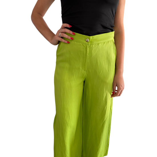 Pantalone a palazzo Lime PANTALONE LINO/VISCOSA LIME SUSAN DI 