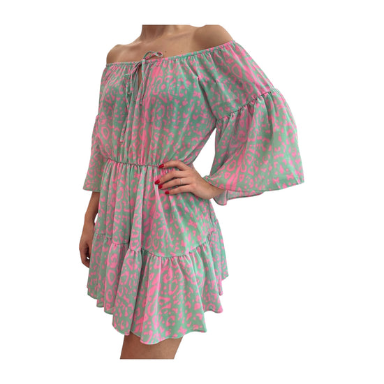 Vestito corto con volant Rosa e Celeste FK24-1368X02 UNICA F**K 