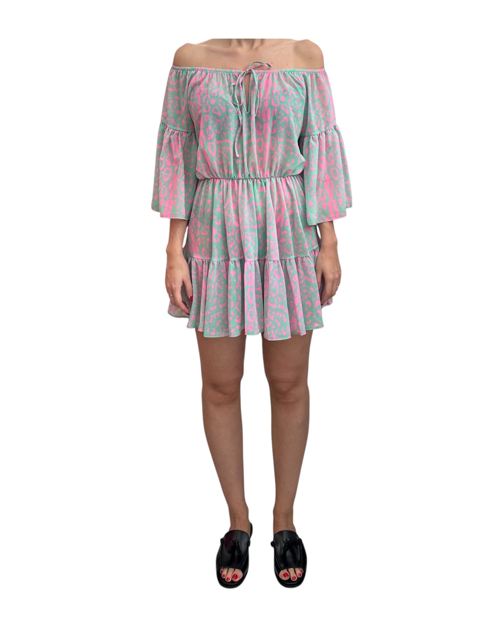 Vestito corto con volant Rosa e Celeste FK24-1368X02 UNICA F**K 