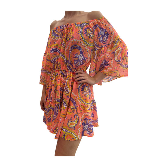 Vestito corto con volant Multicolor Arancio FK24-1368X11 UNICA F**K 