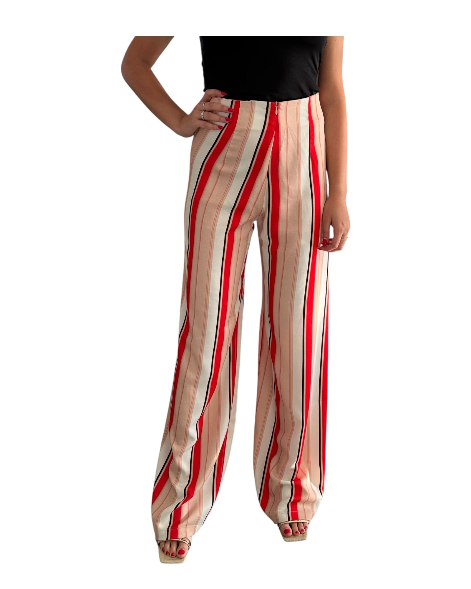 Pantalone a palazzo a righe PANTALONE RIGHR ARANCIO THink&Belive 
