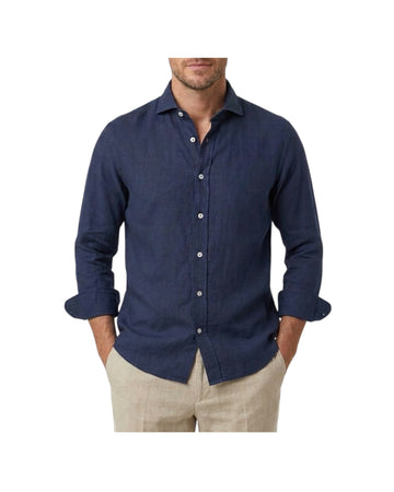 Camicia Simo uomo in lino Blu navy B050 23 BASTONCINO 