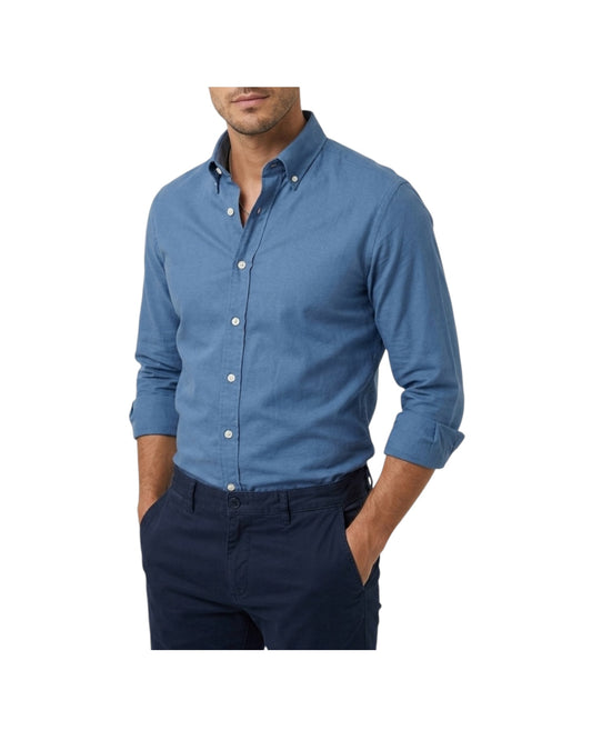 Camicia Uomo botton down in cotone Blu B4743 3 BASTONCINO 