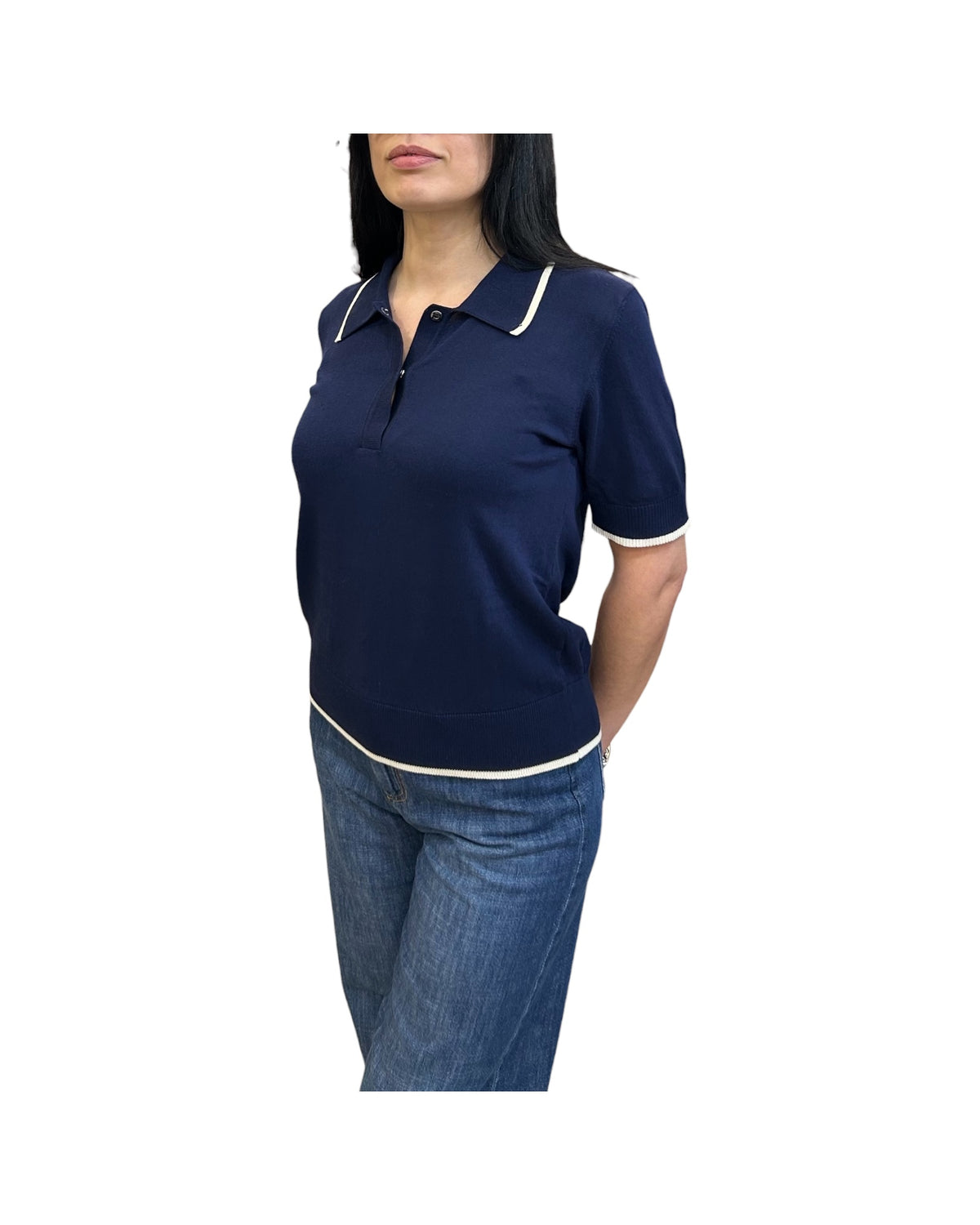 Polo con profili a contrasto Navy M38 919 222 FLOOR 