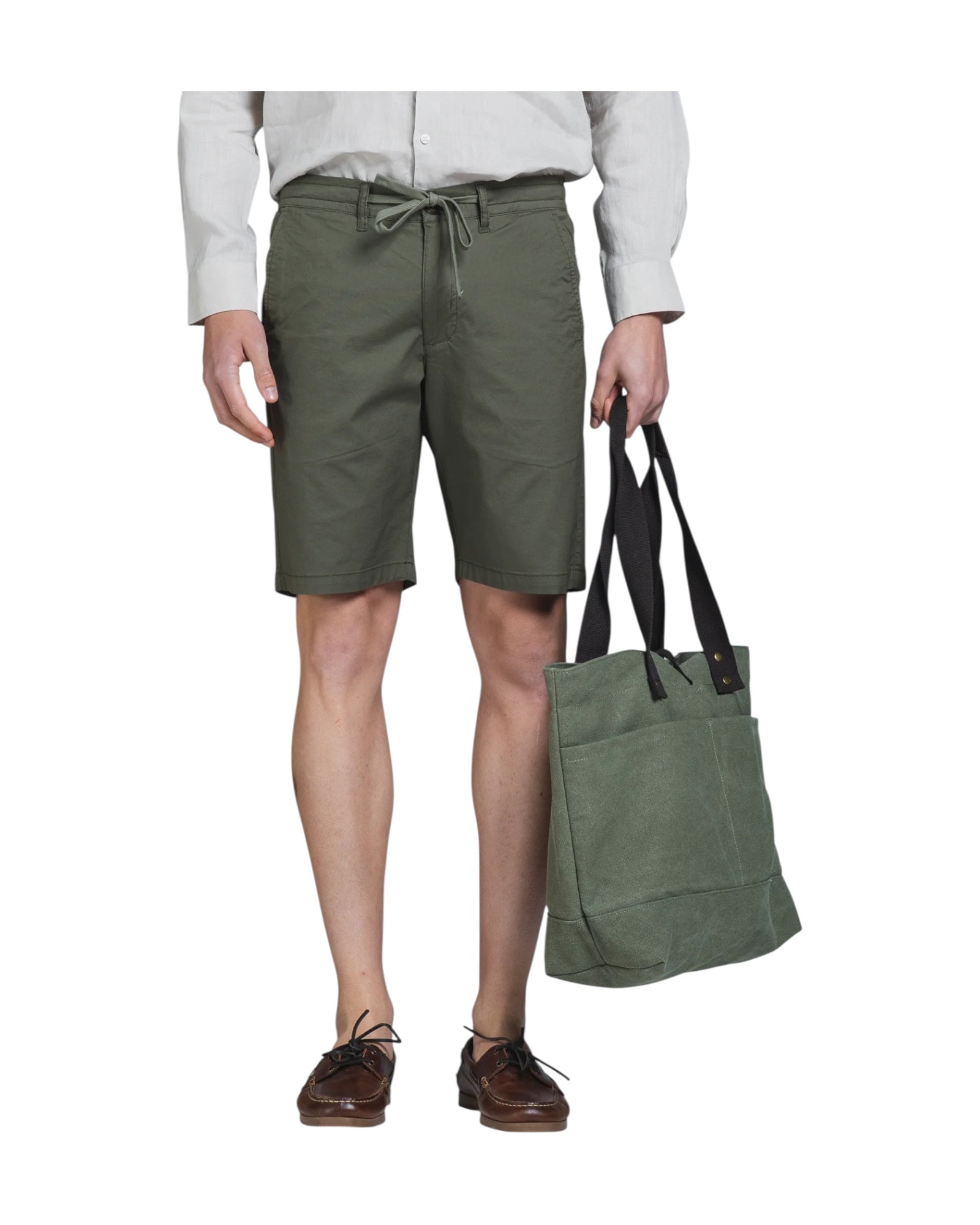 Bermuda in popeline di cotone Army Green BARNES ARMY GREEN IMPURE 