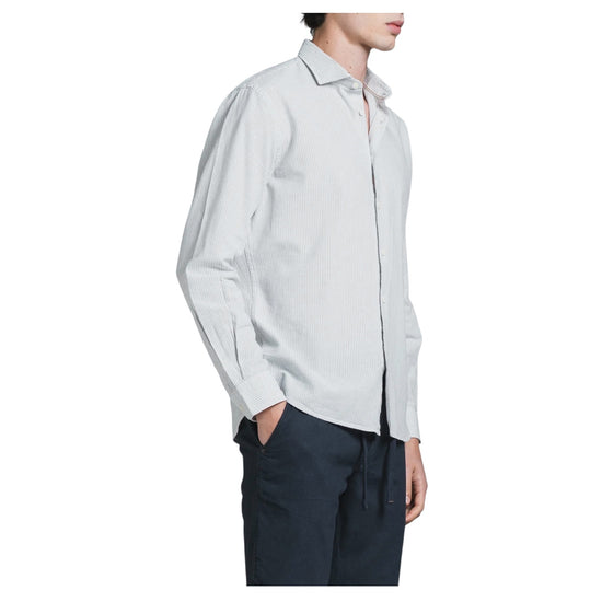 Camicia in misto lino a righe Grey RILEY065 LNC254 IMPURE 