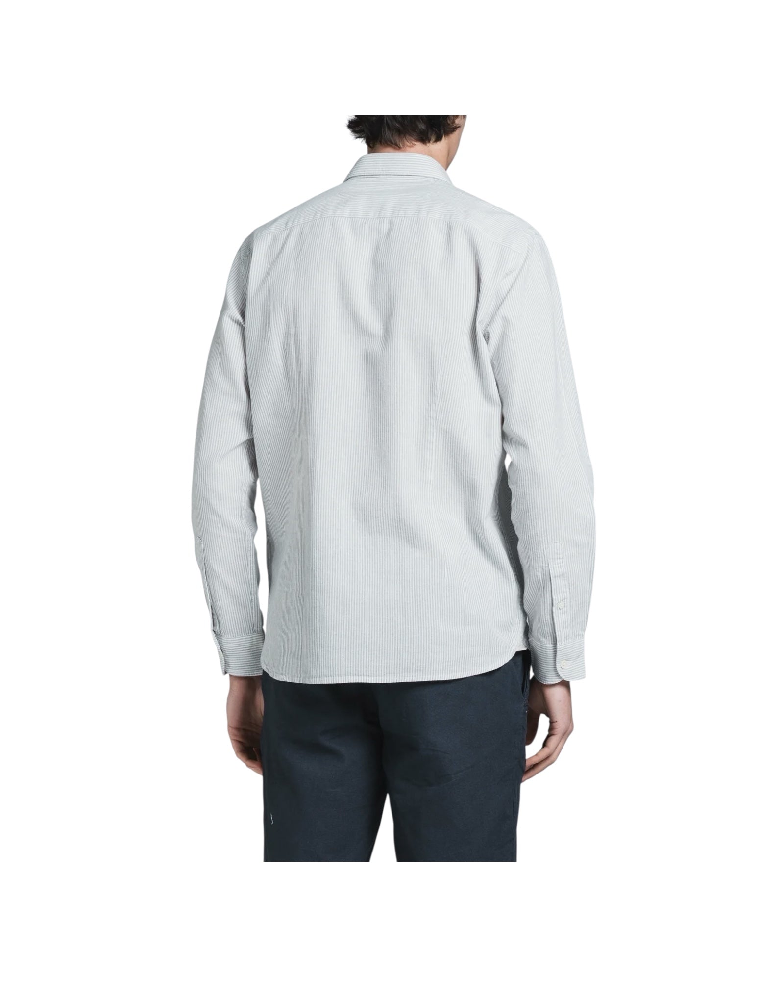Camicia in misto lino a righe Grey RILEY065 LNC254 IMPURE 