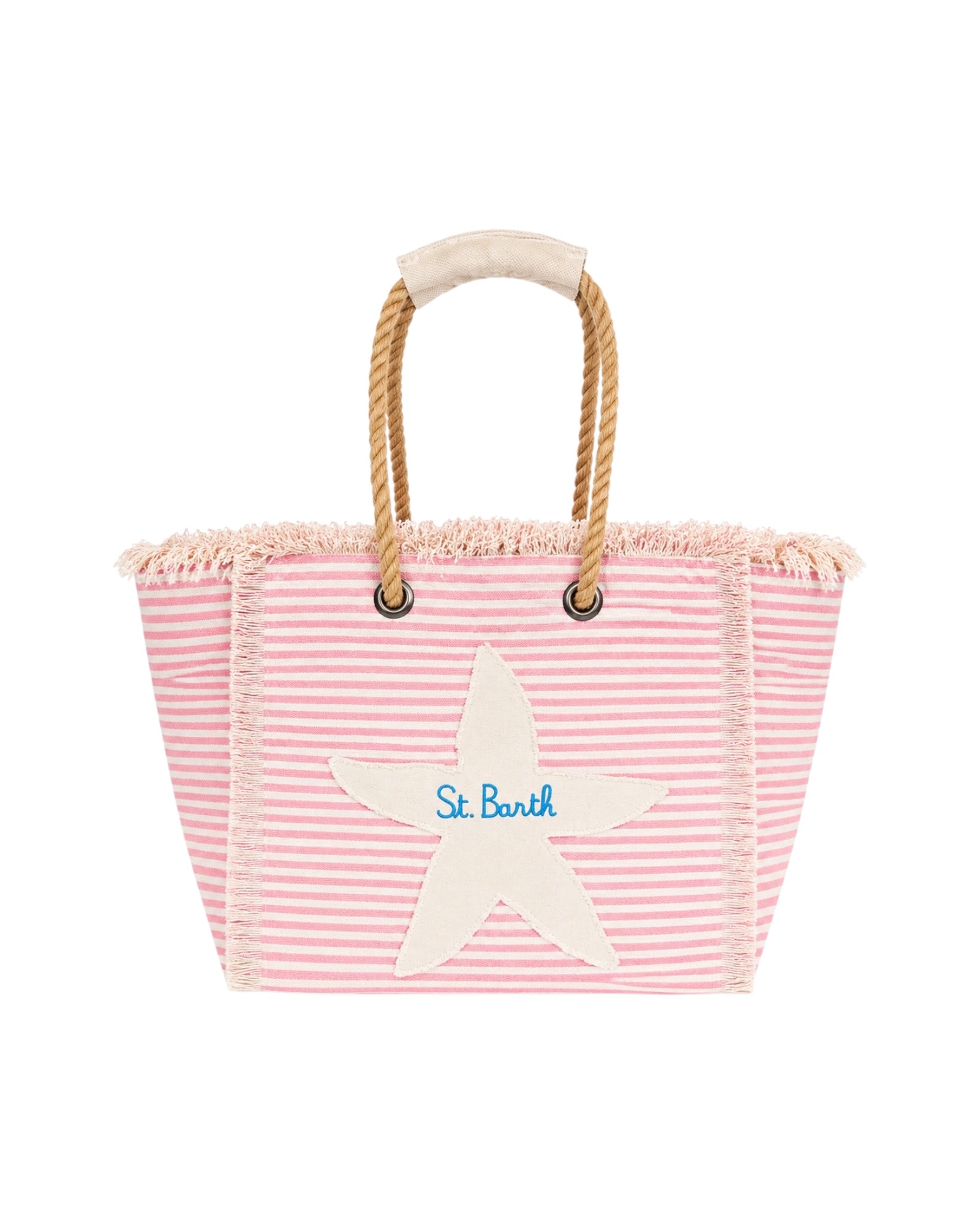 Beach Bag patch a righe rosa BEA0003 09404L MC2 SAINT BARTH 