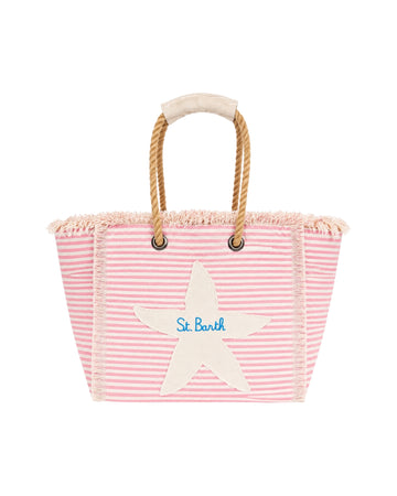 Beach Bag patch a righe rosa BEA0003 09404L MC2 SAINT BARTH 
