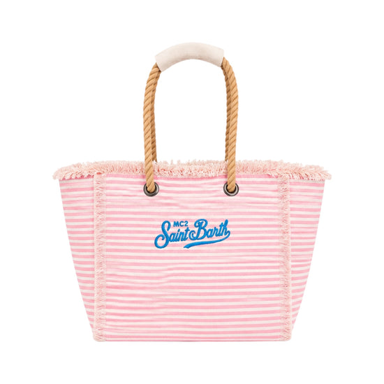 Beach Bag patch a righe rosa BEA0003 09404L MC2 SAINT BARTH 