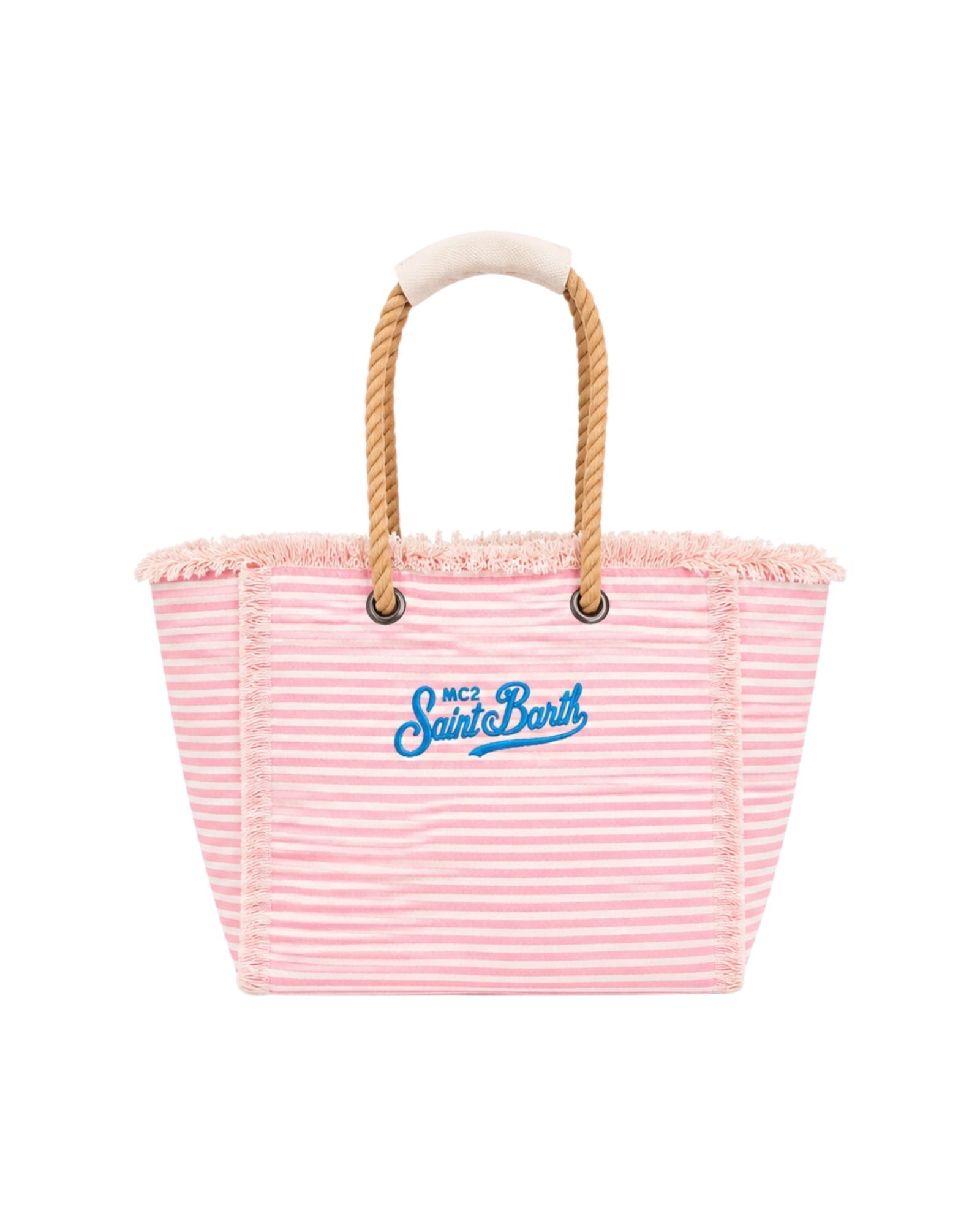 Beach Bag patch a righe rosa BEA0003 09404L MC2 SAINT BARTH 
