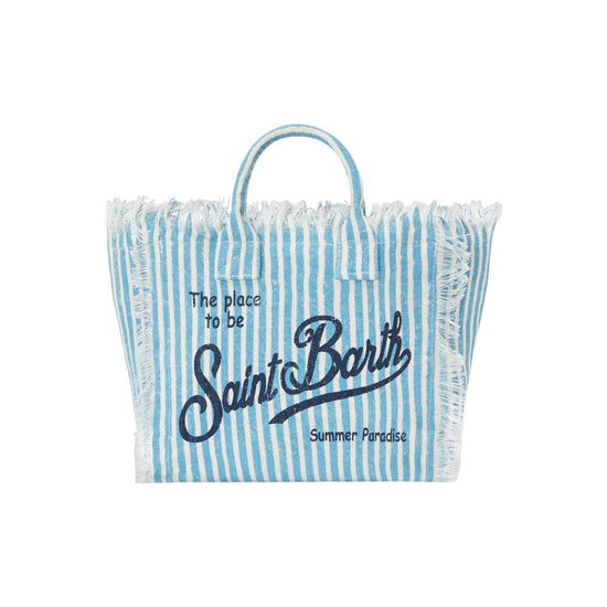 Borsa Colette in lino a righe azzurre e bianche COL0018 00398L MC2 SAINT BARTH 