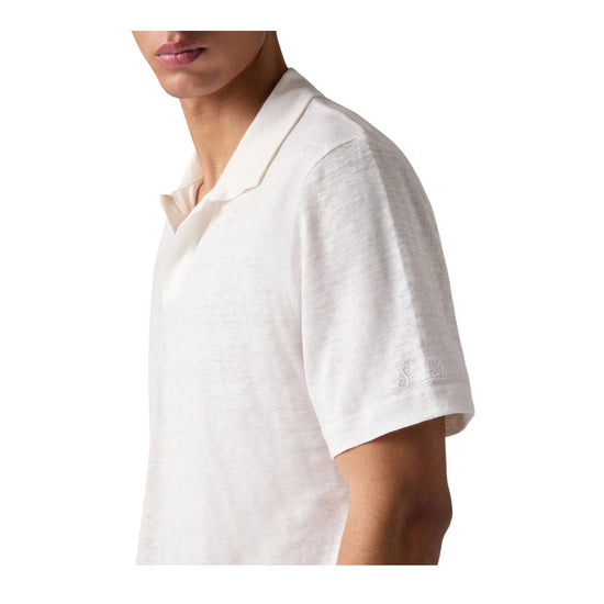 Polo in puro lino Bianco FRS0001 01138L MC2 SAINT BARTH 