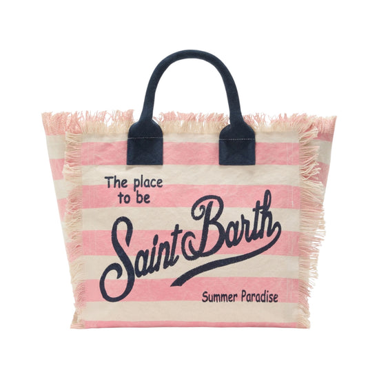 Borsa Vanity in canvas a righe Rosa VANI001 00640L MC2 SAINT BARTH 