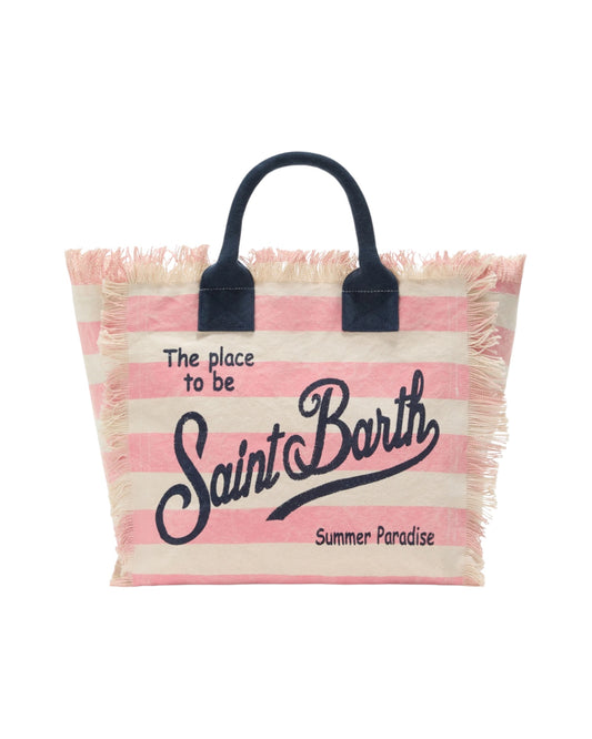 Borsa Vanity in canvas a righe Rosa VANI001 00640L MC2 SAINT BARTH 