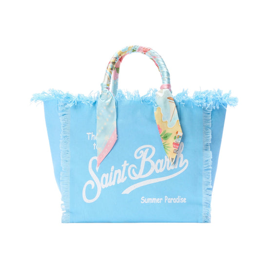 Borsa Vanity in canvas Azzurro con twill removibile VANI045 09250L MC2 SAINT BARTH 