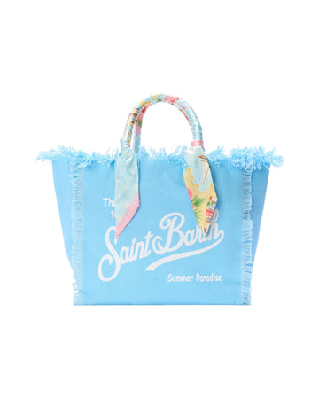 Borsa Vanity in canvas Azzurro con twill removibile VANI045 09250L MC2 SAINT BARTH 