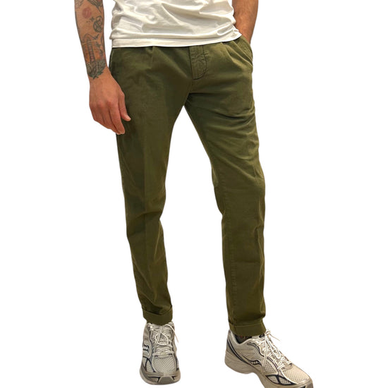 Pantalone Regent misto lino Military green 017 REGENT MISTO LINO OLD MILITARY GREEN MODFITTERS 