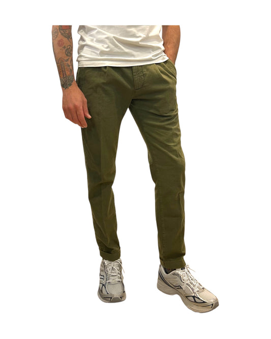 Pantalone Regent misto lino Military green 017 REGENT MISTO LINO OLD MILITARY GREEN MODFITTERS 