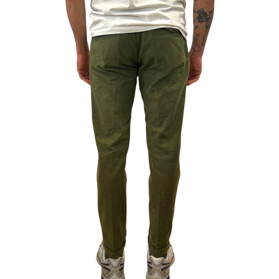 Pantalone Regent misto lino Military green 017 REGENT MISTO LINO OLD MILITARY GREEN MODFITTERS 