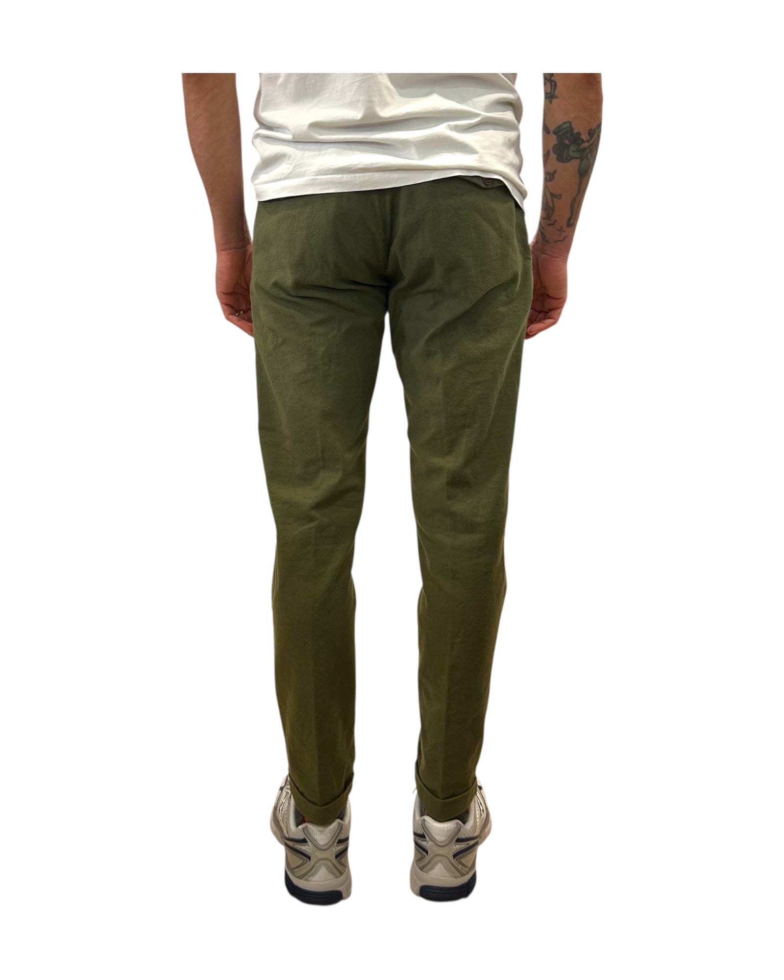 Pantalone Regent misto lino Military green 017 REGENT MISTO LINO OLD MILITARY GREEN MODFITTERS 