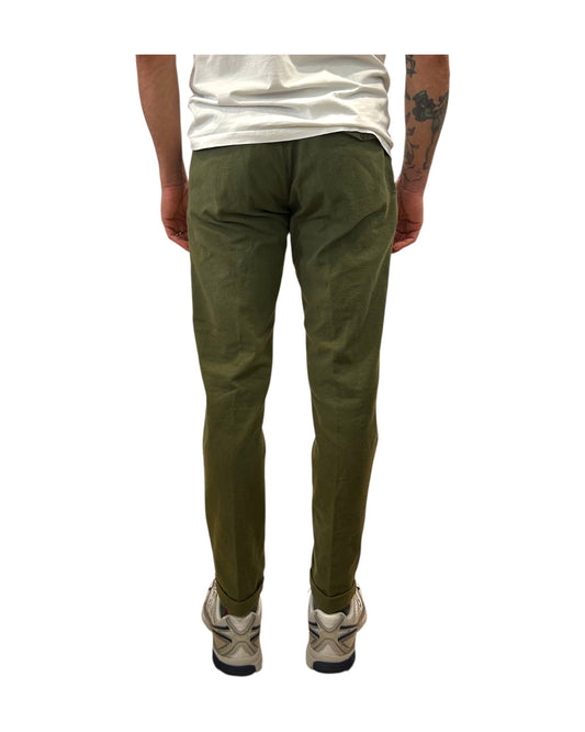 Pantalone Regent misto lino Military green 017 REGENT MISTO LINO OLD MILITARY GREEN MODFITTERS 