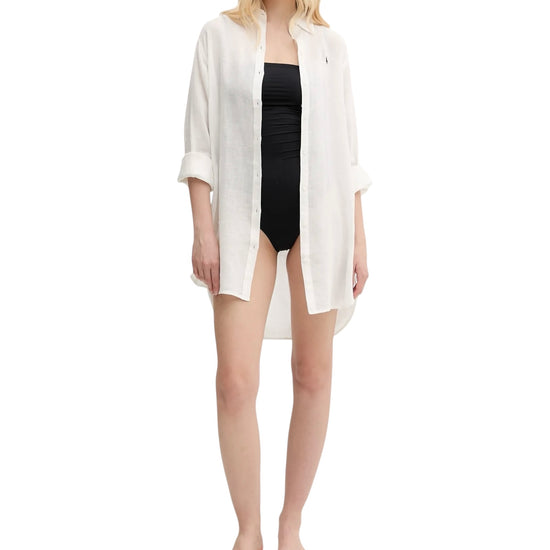 Camicione in cotone e lino Cream 21564377 CREAM RALPH LAUREN 