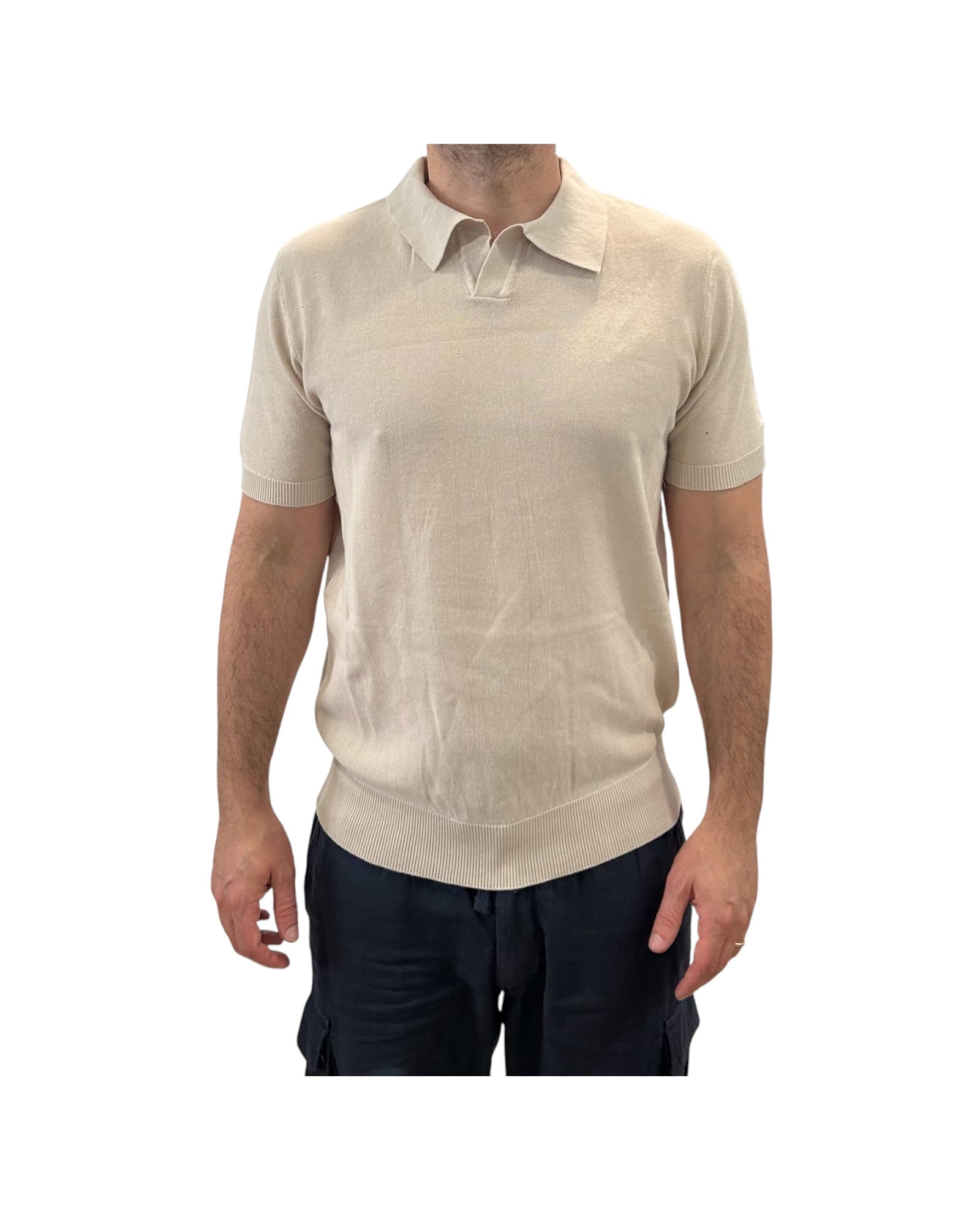 Polo in cotone a nido d'ape Beige 260010 BEIGE RE.VI.VAL 