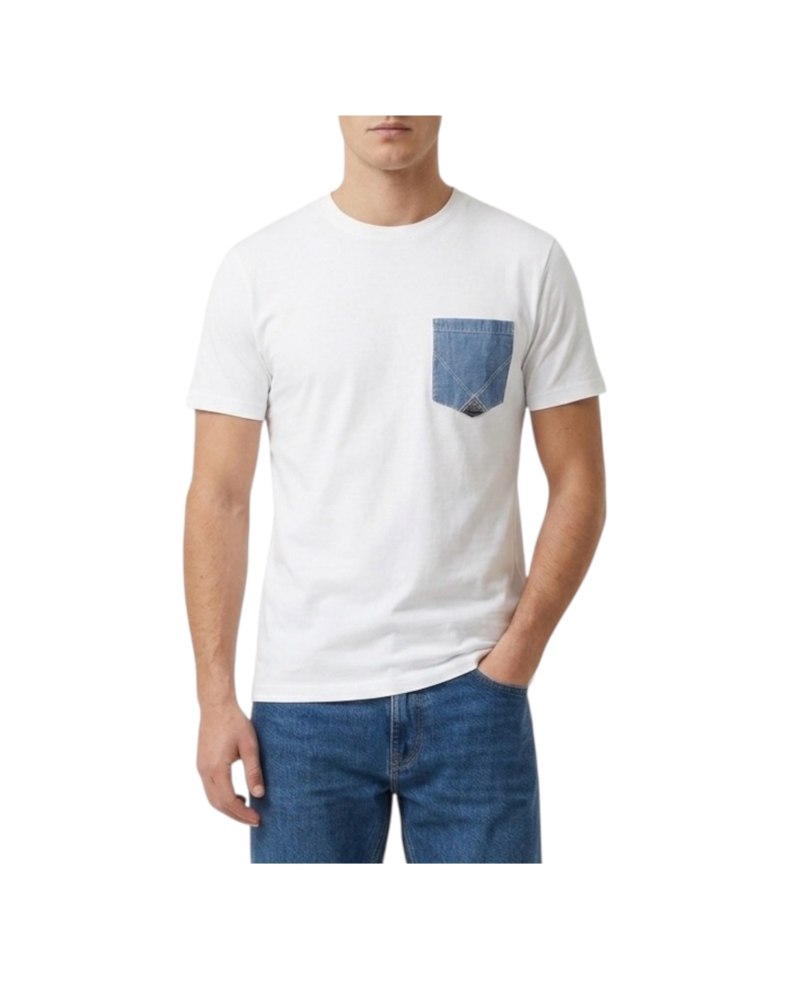 T-Shirt Pocket Optic white RRU90171CA160111 C0014 ROY ROGER'S 