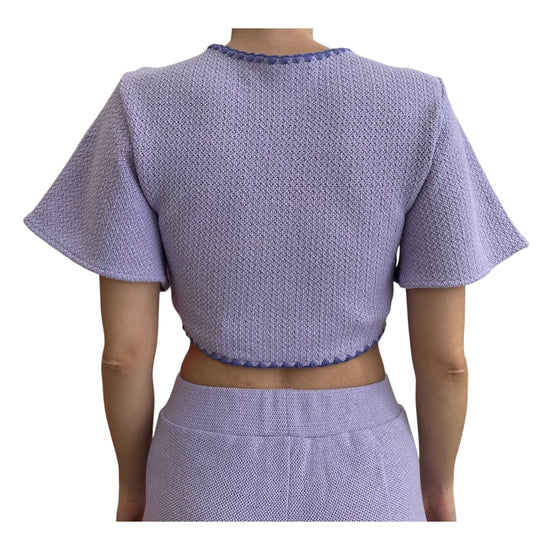 Top Crochet lilla ANGELINA OPENED V-NECK LILLA MC2 SAINT BARTH 