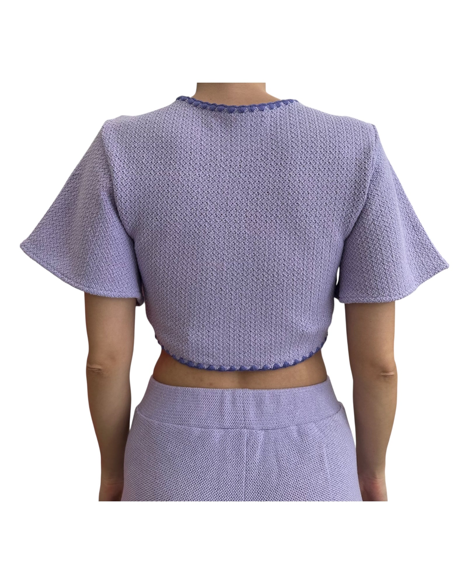 Top Crochet lilla ANGELINA OPENED V-NECK LILLA MC2 SAINT BARTH 
