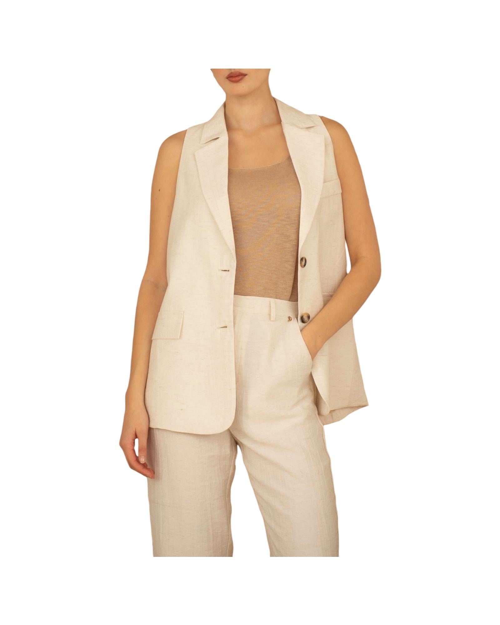 Gilet misto lino Panna M02N0016 PANNA PHILIA LOFT