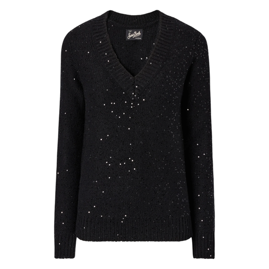 Maglione Eleara nero con pailettes ELA0001 00037I MC2 SAINT BARTH 