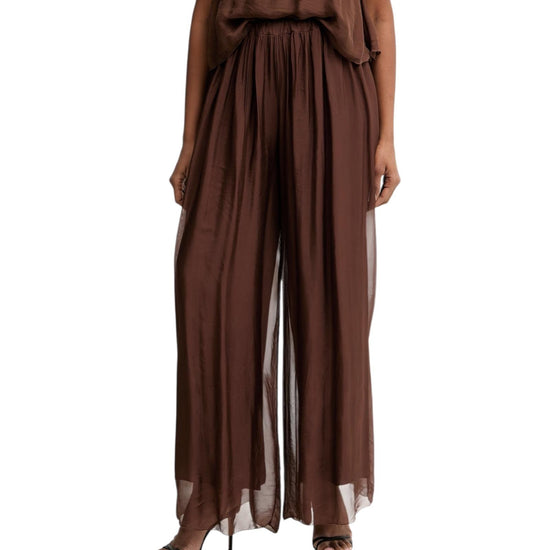 Pantalone ampio in misto seta Cioccolato PCH Q007 232 HAVEONE 