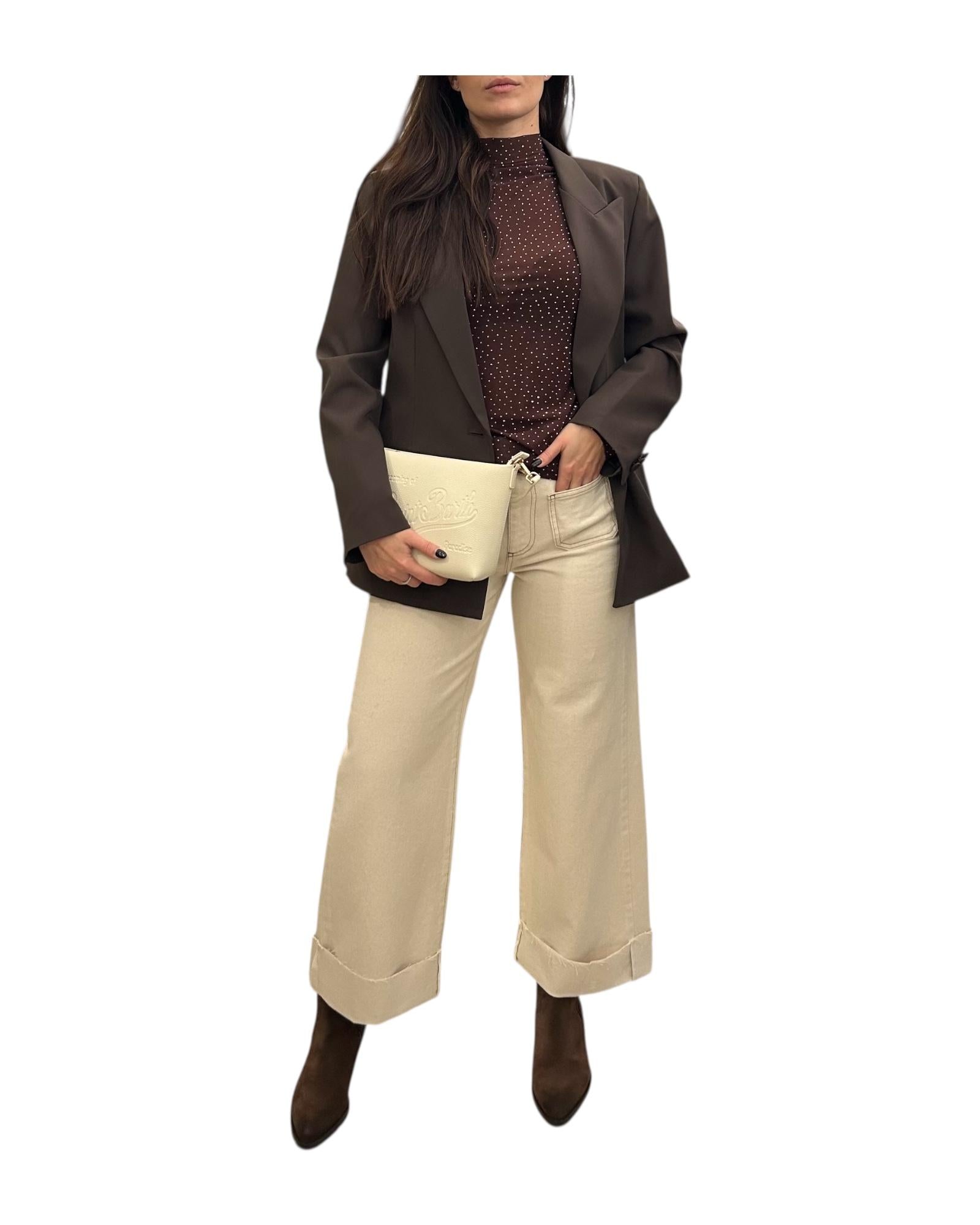 Maglia con strass Marrone D01E0998 MARRONE Philia loft 