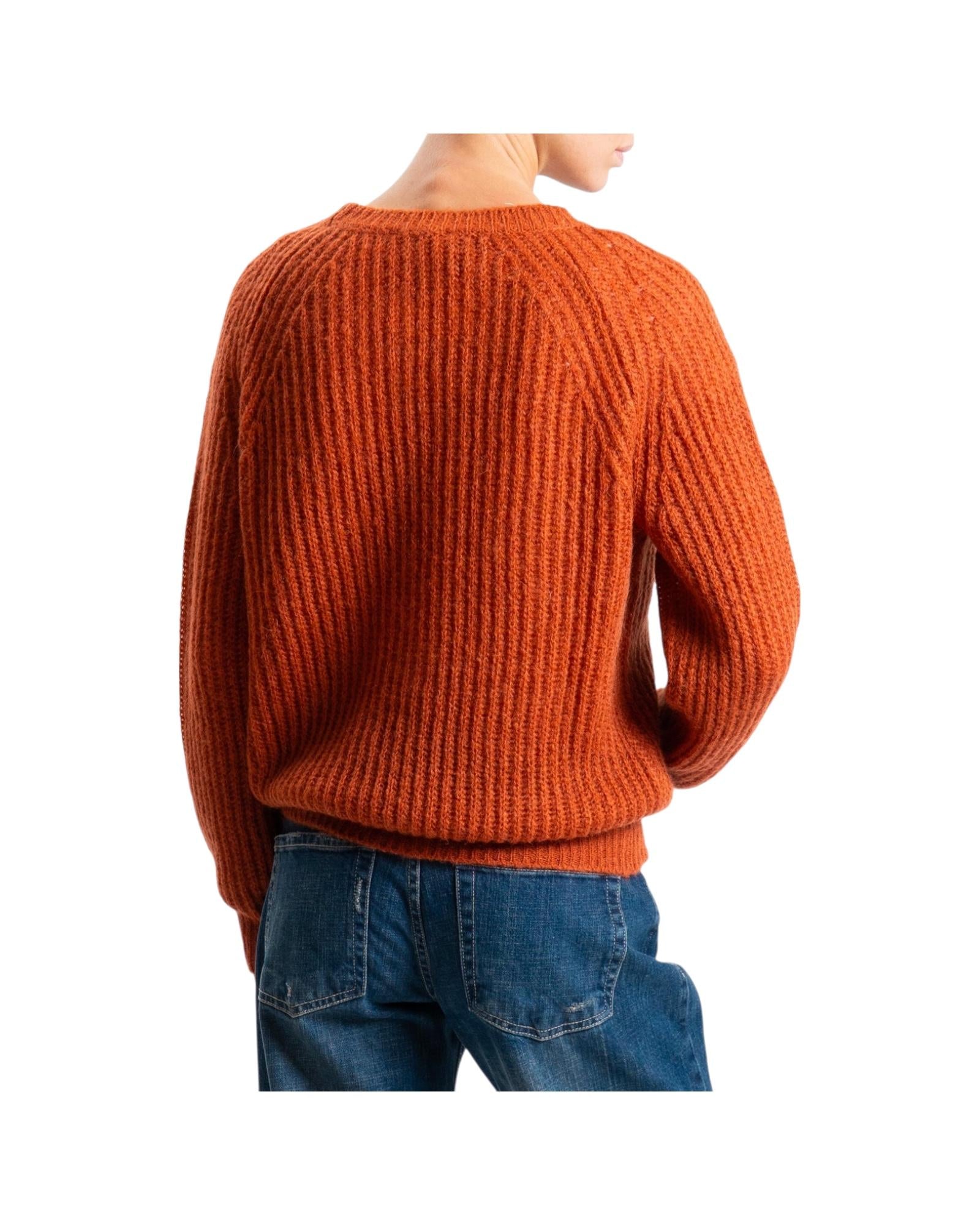 Maglione mohair a coste inglesi Mattone 55086F MATTONE VICOLO