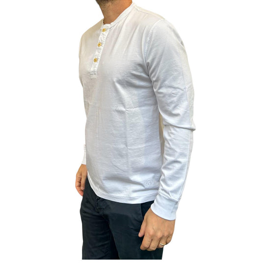 T-shirt manica lunga con bottoni White W1011 WHITE BL'KER 